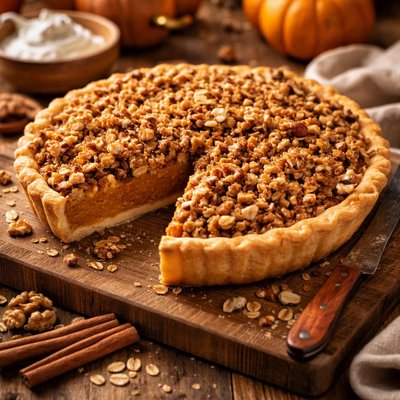 Image of Pumpkin Pie with Walnut Oat Streusel Topping