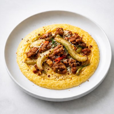 Image of Pumpkin Polenta with Italian Sausage and Fennel
