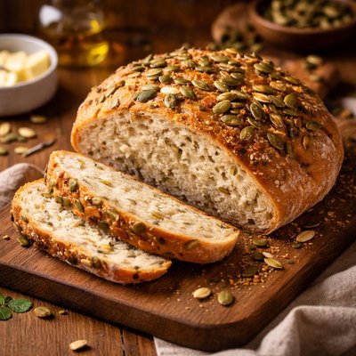 Image of Pumpkin Seed No Knead Easy Bread 12 18 Hour Recipe