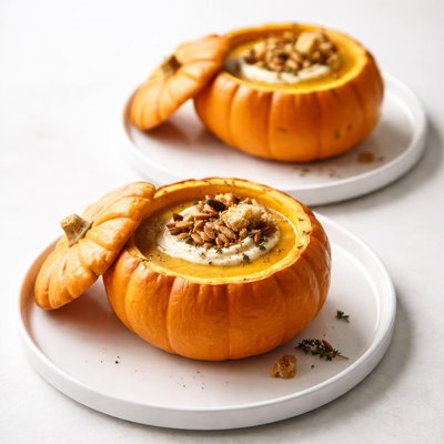 Image of Pumpkin Soup in Pumpkin Bowls
