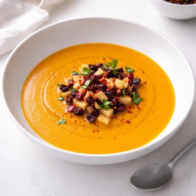 Image of Pumpkin Soup with Chili Cran Apple Relish