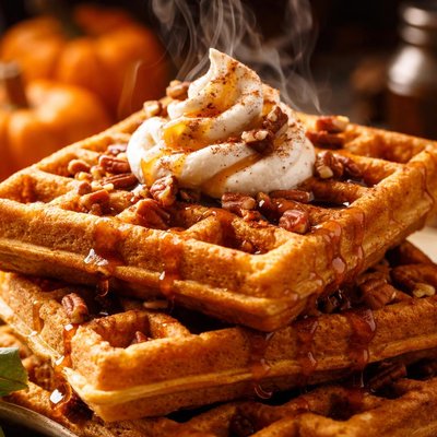 Image of Pumpkin Sour Cream Waffles