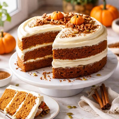 Image of Pumpkin Spice Cake with Cream Cheese Frosting