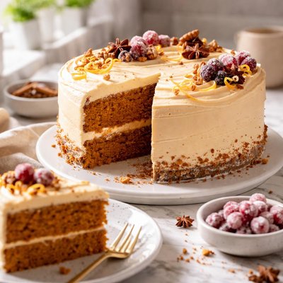 Image of Pumpkin Spice Cake with Orange Buttercream Frosting
