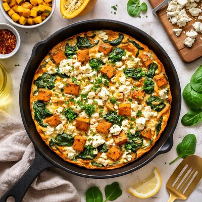 Image of Pumpkin Spinach and Feta Frittata