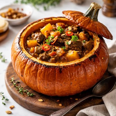 Image of Pumpkin Stew Cooked in the Pumpkin