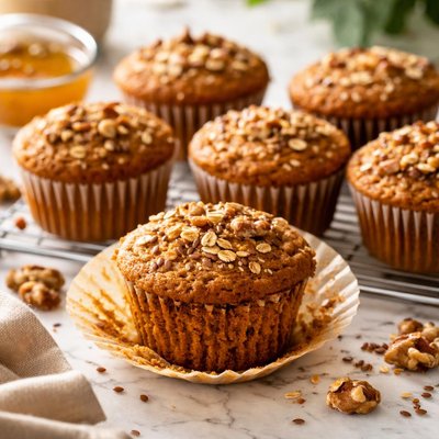 Image of Pumpkin Walnut and Flax Breakfast Muffins