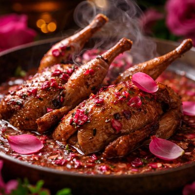 Image of Quail in Rose Petal Sauce