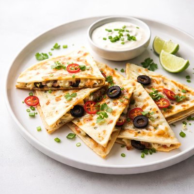 Image of Quesadillas with Chilies and Olives