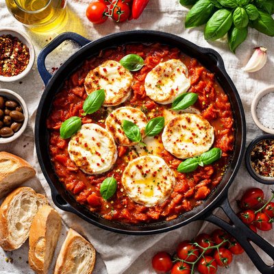 Image of Queso De Cabra Con Tomate Goat Cheese Baked in Tomato Sauce