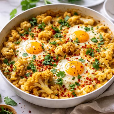 Image of Quick and Easy Lightly Curried Cauliflower and Egg Cheese