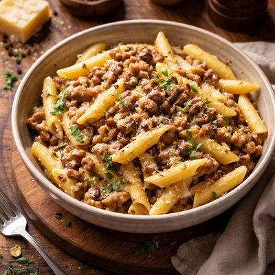 Image of Quick and Easy Penne with Sausage Mushroom Cream Sauce