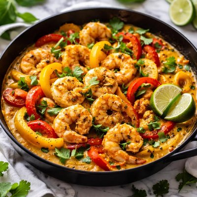 Image of Quick and Easy Skillet Curried Shrimp and Bell Pepper
