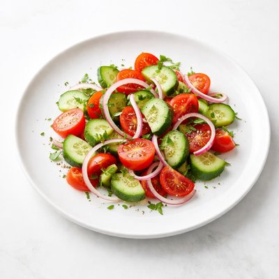 Image of Quick and Easy Tomato Onion and Cucumber Salad