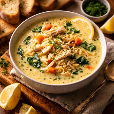 Image of Quick Avgolemano Orzo and Chicken Soup