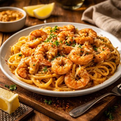 Image of Quick Blow Me Away Sauce Over Happy Shrimp Linguine