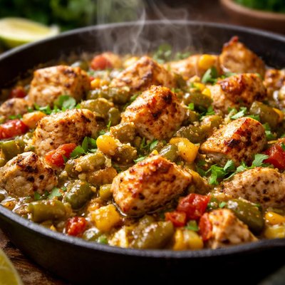 Image of Quick Chicken and Green Chile Skillet