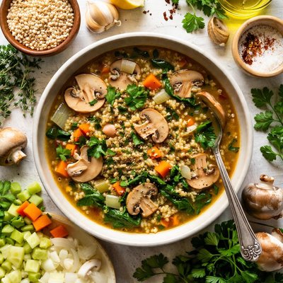 Image of Quick Cooking Mushroom Barley Soup