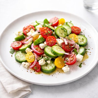 Image of Quick Cucumber Tomato and Feta Salad