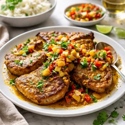 Image of Quick Curried Chops and Fruity Relish