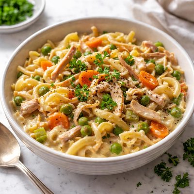 Image of Quick Easy and Tasty Leftover Turkey and Noodles or Chicken