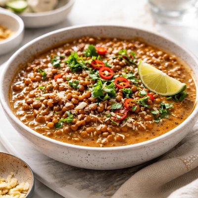 Image of Quick Easy Coconut Brown Lentils Vegan