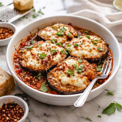 Image of Quick Easy Eggplant Parmesan in the Microwave