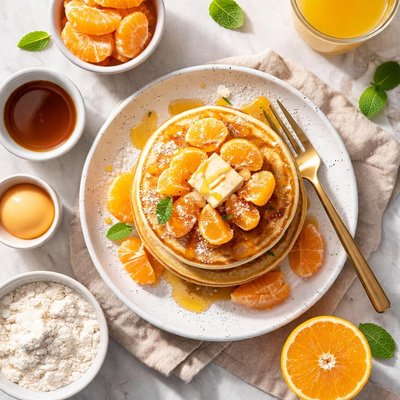 Image of Quick Easy Mandarin Orange Pancakes for One