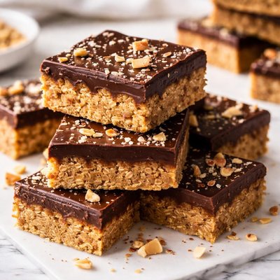 Image of Quick Easy Oatmeal Bars with Chocolate Topping