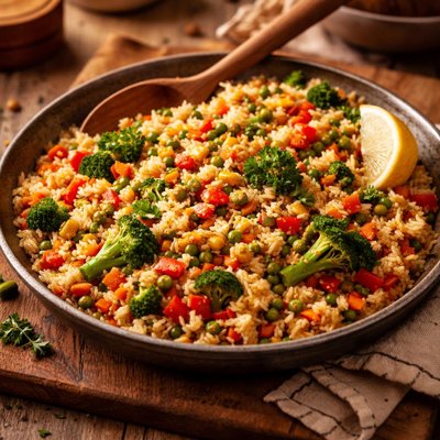 Image of Quick Fast and Easy Rice and Veggies for Dining on a