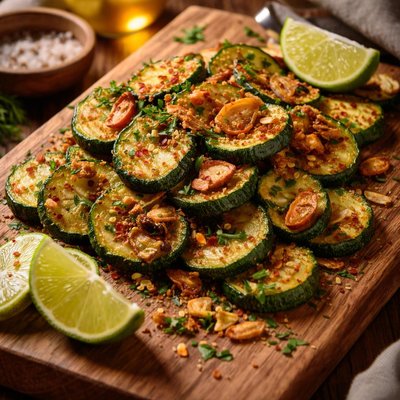 Image of Quick Fried Zucchini with Toasted Garlic and Lime