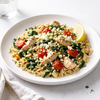 Image of Quick Greek Spinach and Chicken Orzo