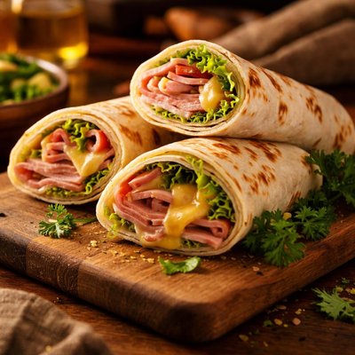 Image of Quick Ham and Cheese Tortilla Wrap