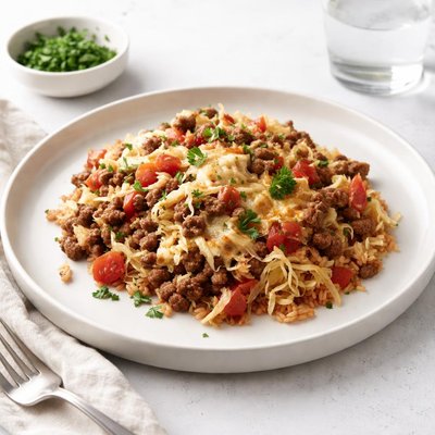 Image of Quick Hamburger Rice Tomato Cabbage Bake