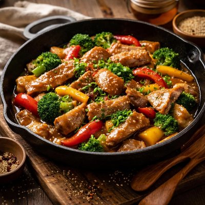 Image of Quick Honey Mustard Pork Stir Fry