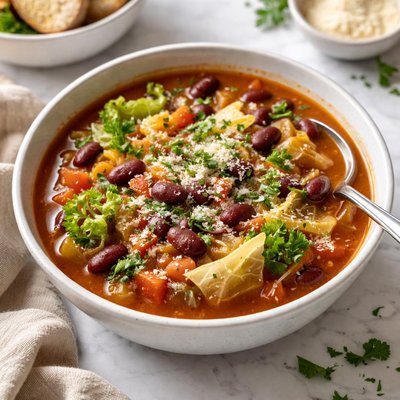 Image of Quick Kidney Bean Soup with Savoy Cabbage