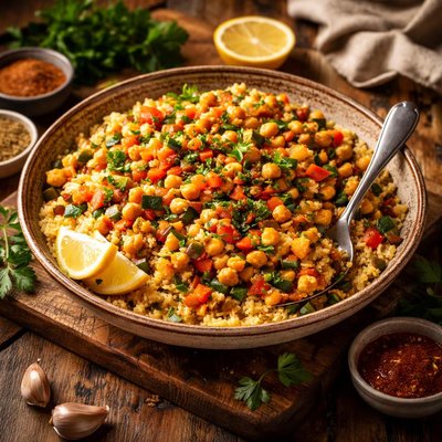 Image of Quick Moroccan Chickpea and Vegetable Couscous