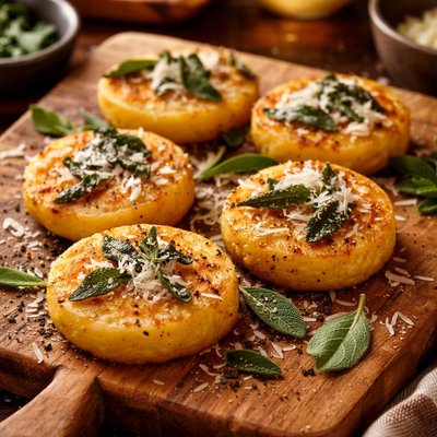 Image of Quick Polenta Rounds with Sage Butter and Parmesan