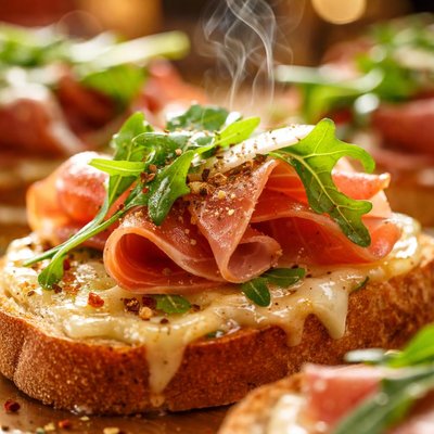Image of Quick Prosciutto Arugula Gruyere Cheese Appetizer