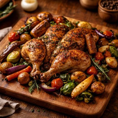 Image of Quick Roast Chicken with Fresh Veggies