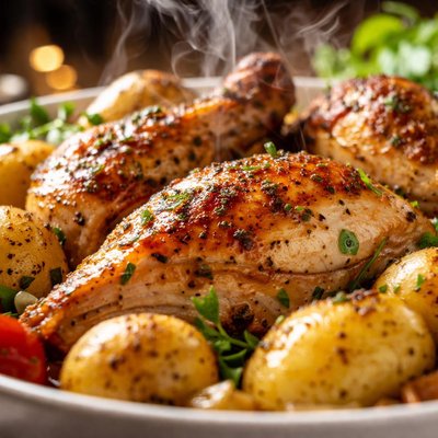 Image of Quick Roast Chicken with Potatoes