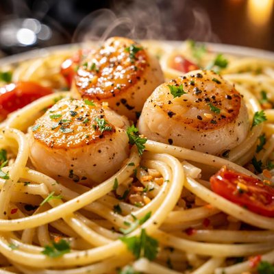 Image of Quick Scallops and Spaghetti
