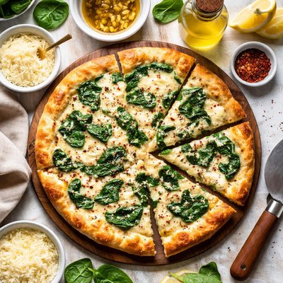 Image of Quick Spinach and Alfredo Pizza