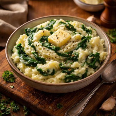 Image of Quick Spinach and Mashed Potatoes