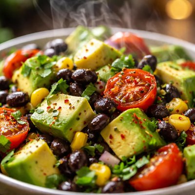 Image of Quick Warm Avocado Bean Salad Superfood