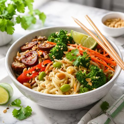 Image of Quick Yummy Thai Vegetarian Noodle Bowl