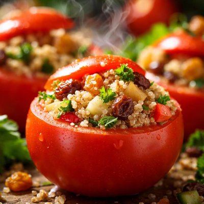 Image of Quinoa and Raisin Salad Stuffed Tomatoes