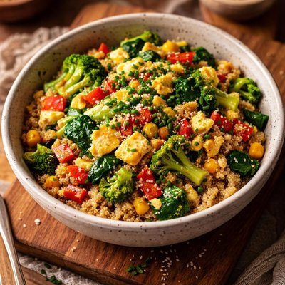 Image of Quinoa Egg Veggie Stir Fry for One