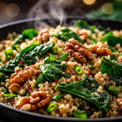 Image of Quinoa Spinach and Walnut Stir Fry