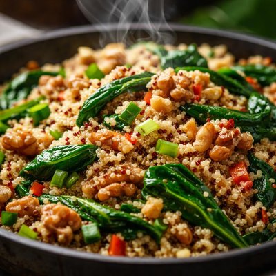 Image of Quinoa Stir Fry with Spinach Walnuts